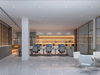 Modern Boutique Store Interior With Open Layout And Glass Display Shelves 3d model