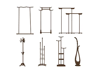 Different Types Of Clothes Hangers With Unique Designs And Structures For Home Use 3d model