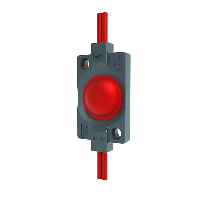 Red Button Industrial Control Device In Gray Enclosure With Red Cable 3d model