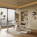 Modern dining room table and chair chandelier dining table dining chair niche wall lamp 3d model