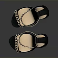 Women's High Heels with Stiletto Heel Metallic Chain Straps Black and Beige Open Toe Design