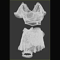 Blue And White Checkered Maid Outfit Blouse Skirt Set With Short Sleeves And Lace Trim