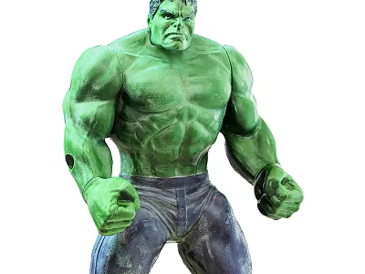 Detailed Green Hulk Action Figure With Muscular Body And Blue Torn Pants 3d model