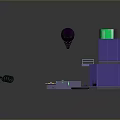 Futuristic Sci Fi Scene Design With Purple Blue Tones Green Column And Platforms