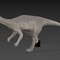 Grey Dinosaur 3D Model With Long Neck And Four Legs On Black Background 3d model