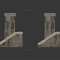 Rustic Stone Architectural Design Elements Featuring Arch Structures And Stepped Slabs 3d model