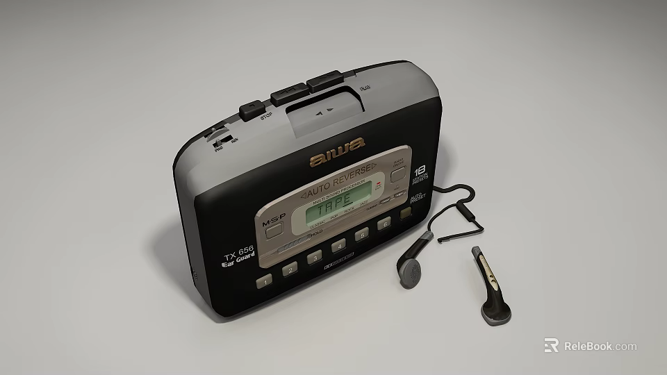 SHARP Portable Radio Cassette Player with Headphones Microphone and Digital 3d model 