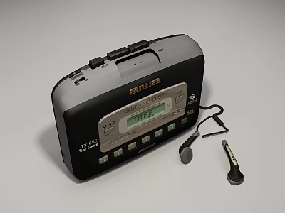 SHARP Portable Radio Cassette Player with Headphones Microphone and Digital 3d model