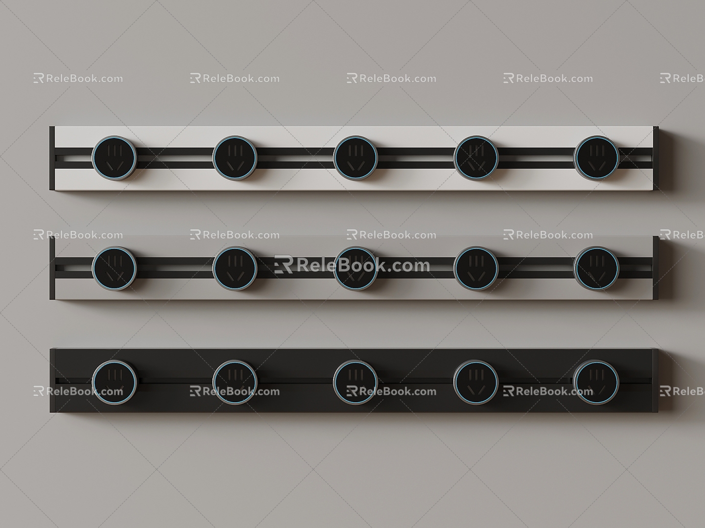 14 socket modern rail socket 3d model