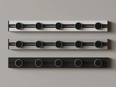 Modern Control Panel Strips With Multiple Circular Buttons In Different Colors 3d model