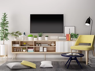 Nordic TV Cabinet Floor Lamp Single Chair Side Combination Fleshy 3d model