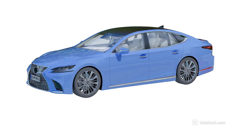 Blue Lexus Luxury Sedan With Sleek Exterior Design And Alloy Wheels 3d model 