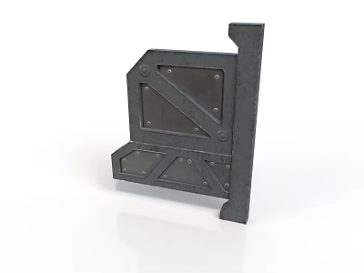 Black Scene Component With Structural Bracket Panel And Geometric Design Elements 3d model