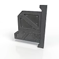 Black Scene Component With Structural Bracket Panel And Geometric Design Elements