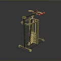 Strength Training Cable Machine Featuring Black Frame Red Handles And Weight Stack