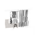 Stylish Black And White Striped Bathroom Linens With Towels Bath Curtain And Sponge
