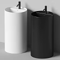 Modern Cylindrical White And Black Washbasins With Sleek Faucet Design