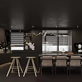 Modern Living And Dining Room Interior With Sofa Large Windows City View And Marble Counter