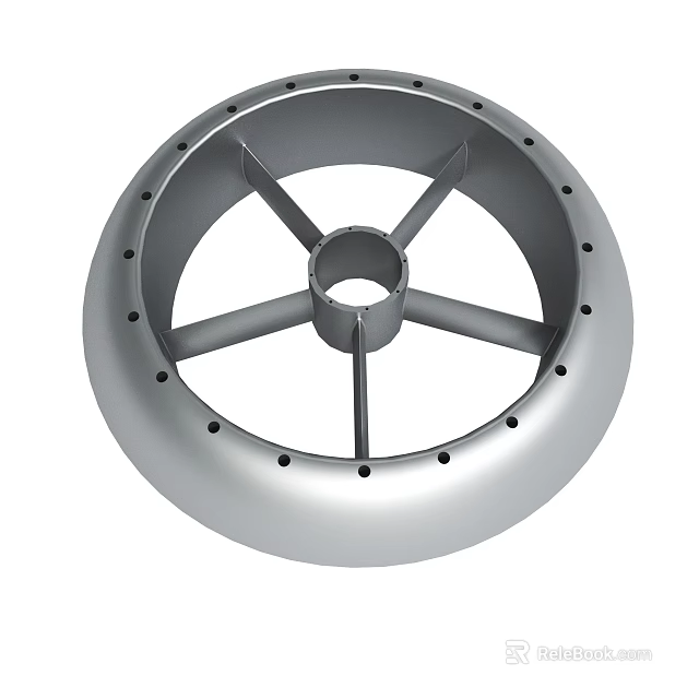 Metal Circular Mechanical Component With Central Hole Radial Supports And Perforated Edges 3d model 