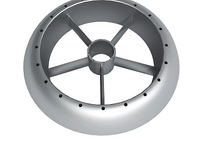 Metal Circular Mechanical Component With Central Hole Radial Supports And Perforated Edges 3d model