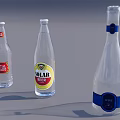 Beverage Glass Bottles With Fruit Press Mineral Water And Beer Featuring Colorful Labels
