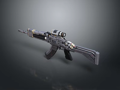 Modern Assault Rifle With Tactical Scope Black Body Metallic Finish And Ergonomic Stock 3d model