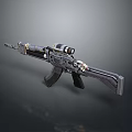 Modern Assault Rifle With Tactical Scope Black Body Metallic Finish And Ergonomic Stock