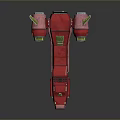 Red Futuristic Sci Fi Spaceship With Mechanical Details And Twin Engines