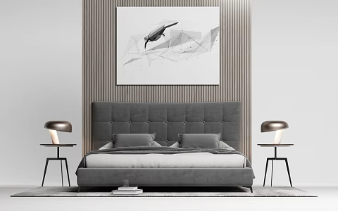 Modern Background Double Bed Double Bed 3d model