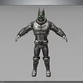 Futuristic Combat Armor With Silver Gray Body Green Accents And Glowing Eyes