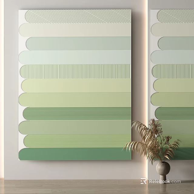 Elegant Square Carpet With Gradient Striped Light Green Beige Patterns For Home Decor 3d model