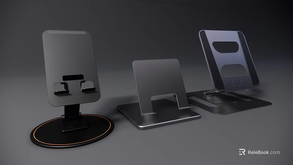 Modern Metal Phone Stands With Various Designs For Stable Desktop Use And Support 3d model 