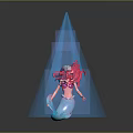 Stunning Mermaid Game Movie Character With White Hair Pink Bikini Blue Tail And Colorful Lights
