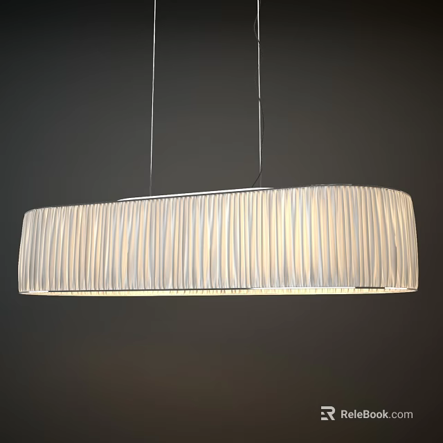 Modern Minimalist Chandelier With Long Rectangular Pleated White Gray Shade For Dining Room 3d model