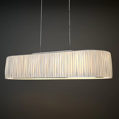 Modern Minimalist Chandelier With Long Rectangular Pleated White Gray Shade For Dining Room 3d model