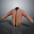 Brown Suede Jacket With Front Zipper And Decorative Sleeve Details