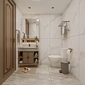 Modern Marble Bathroom Interior Design With Toilet Washing Machine Vanity Towel Rack And Vase