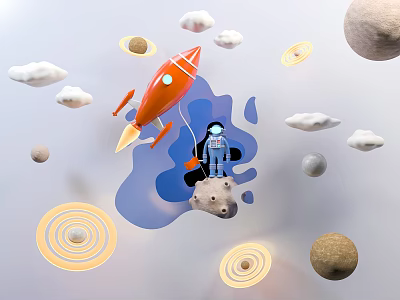 modern ornaments spacecraft astronauts 3d model