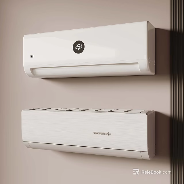 Guanxi White Wall Mounted Air Conditioners With Modern Design And Digital 3d model 