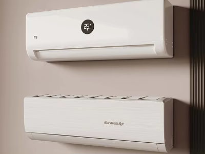 Guanxi White Wall Mounted Air Conditioners With Modern Design And Digital 3d model