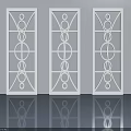 Three White Swing Doors Featuring Circular Geometric Patterns In Modern Design 3d model