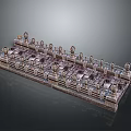 Ornate Chessboard Set With Intricate Chess Pieces And Decorative Border Design