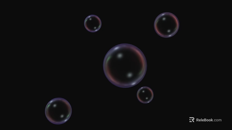 Decorative Ornament Set with Colorful Bubbles on Black Background 3d model 