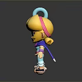Cartoon Blonde Girl Character In Blue Outfit With Pink Hair Accessory And Small Fluffy Creature