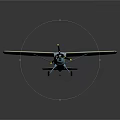 Light Green Model Airplane With Propeller And Landing Gear On Dark Background