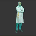 Confident Man In White Doctor Coat With Green Pants Blue Glasses And Stethoscope