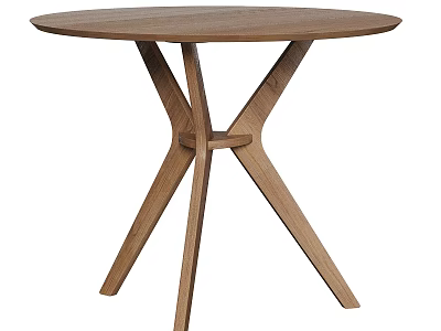 Round Wooden Dining Table With Crossed Legs And Simple Modern Design 3d model