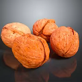 Organic Whole Walnuts on Dark Background With Shiny Reflective Surface