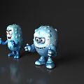 Two Blue Cartoon Game Characters With Smiling Faces Bumpy Texture And Outstretched Arms 3d model