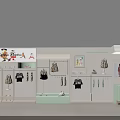 Melli Panda Children's Clothing Store with Hanging Clothes Shelves and Mannequins Decorative Posters